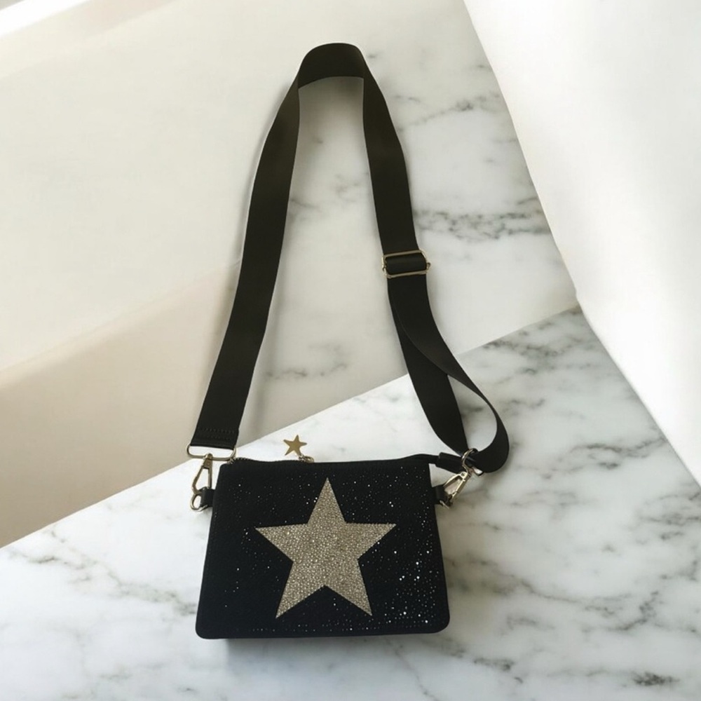 Vintage Havana Black Crossbody Bag with Gold Star Accent - Picture 3 of 6